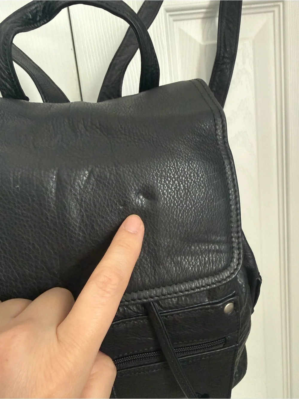 Beau Swan Spain Black Leather Backpack Purse vintage with tag
